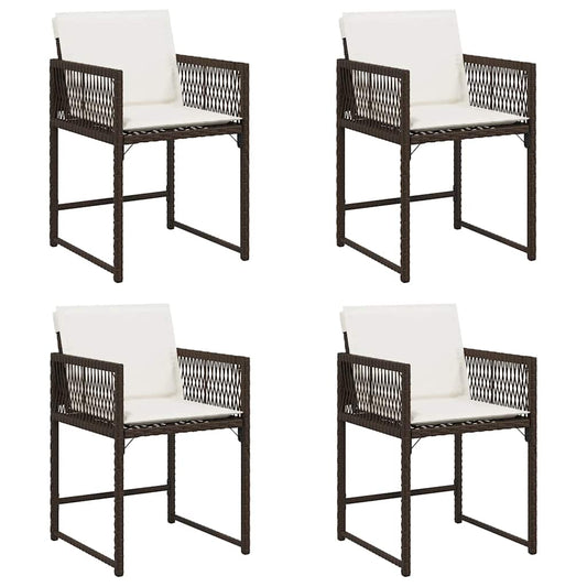 vidaXL Garden Chairs with Cushions 4 pcs Brown Poly Rattan