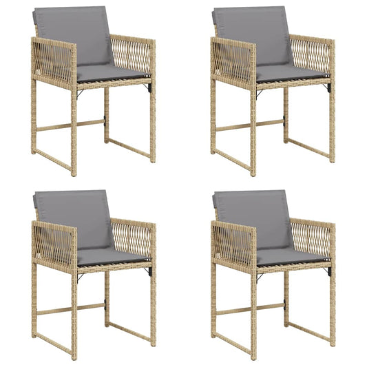 vidaXL Garden Chairs with Cushions 4 pcs Mix Beige Poly Rattan