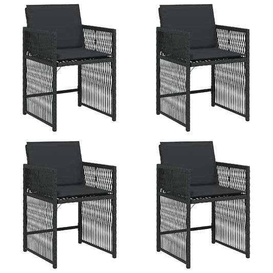 vidaXL Garden Chairs with Cushions 4 pcs Black Poly Rattan
