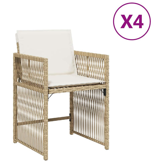 vidaXL Garden Chairs with Cushions 4 pcs Beige Poly Rattan