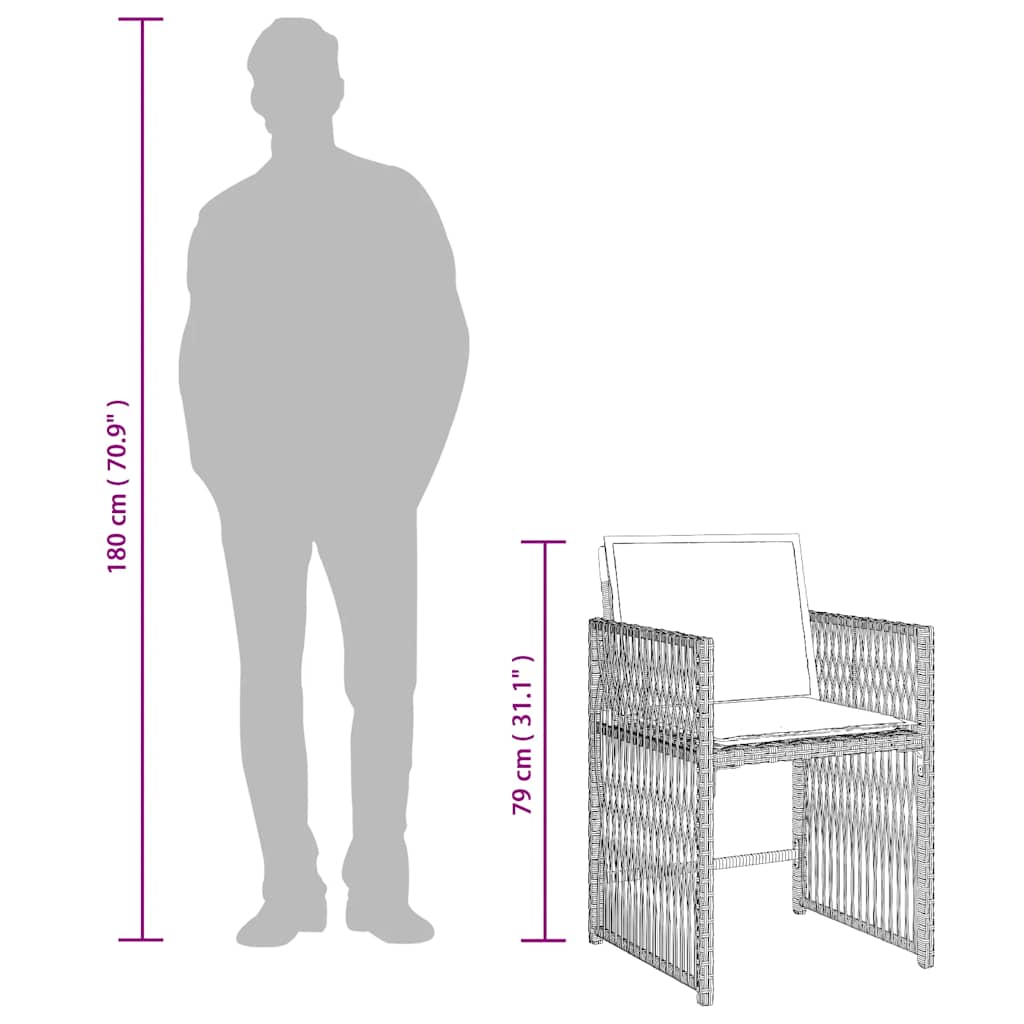 vidaXL Garden Chairs with Cushions 4 pcs Light Grey Poly Rattan