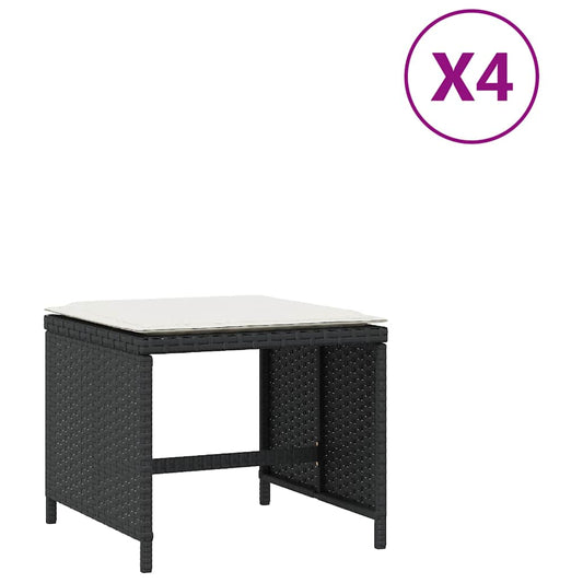 vidaXL Garden Stools with Cushions 4 pcs Black 41x41x36 cm Poly Rattan