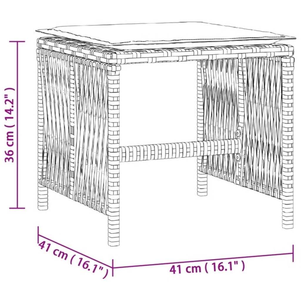 vidaXL Garden Stools with Cushions 4 pcs Black 41x41x36 cm Poly Rattan
