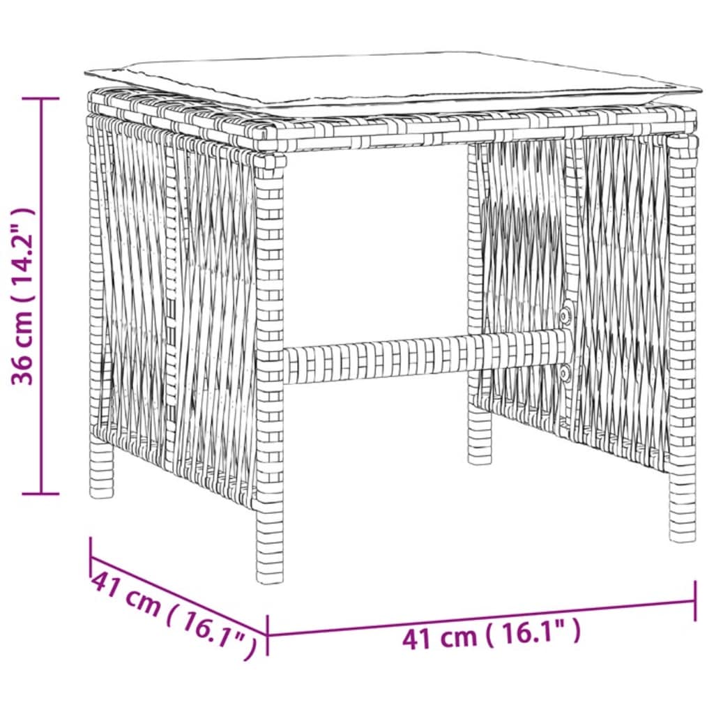 vidaXL Garden Stools with Cushions 4 pcs Mix Beige 41x41x36 cm Poly Rattan