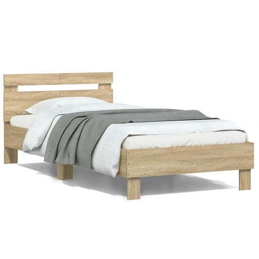 vidaXL Bed Frame without Mattress with Headboard Sonoma Oak 100x200 cm