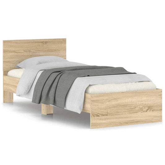 vidaXL Bed Frame without Mattress with Headboard Sonoma Oak 90x190 cm Single