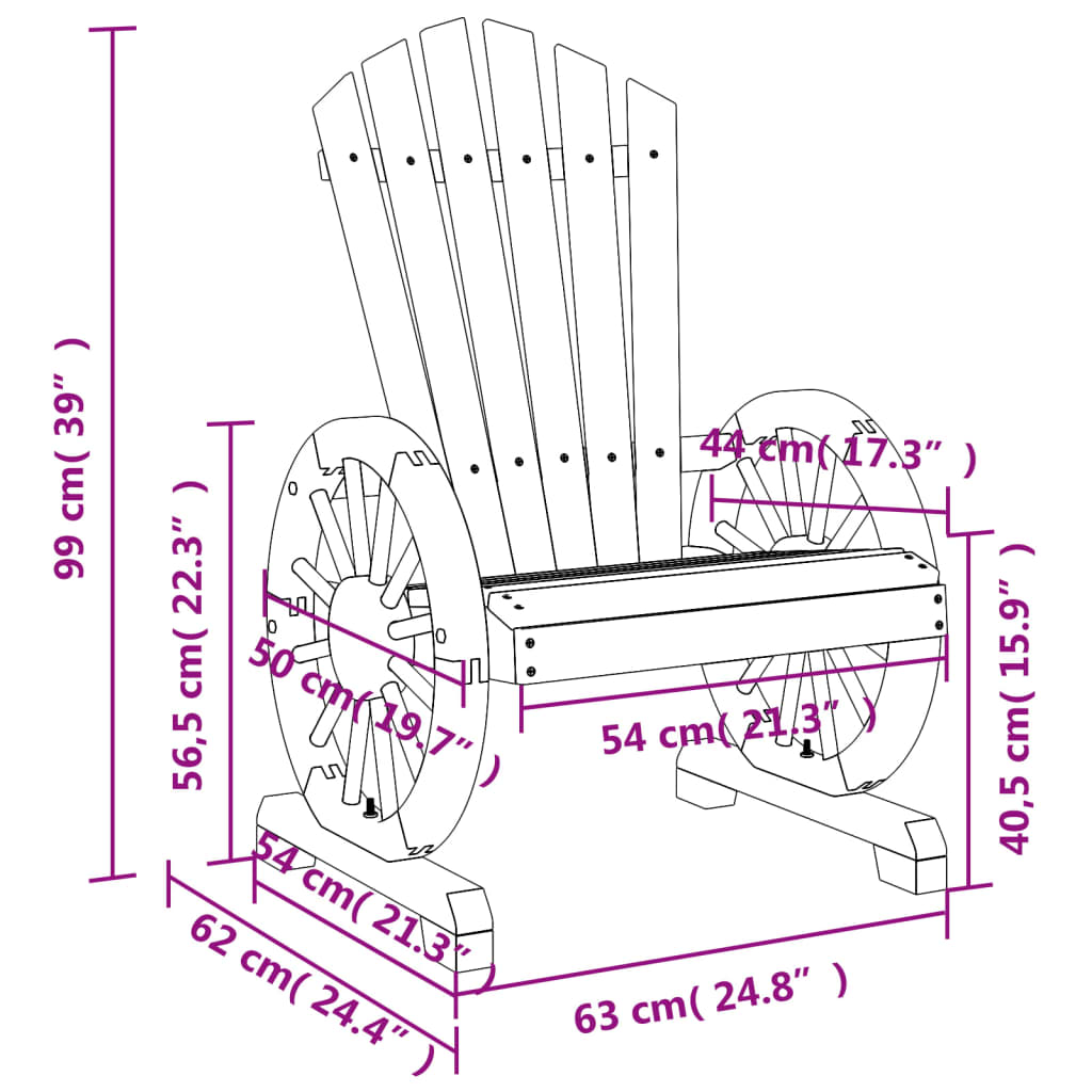 vidaXL Garden Adirondack Chair | Set of 2 | Burnt wood | Solid Fir Wood | Medium