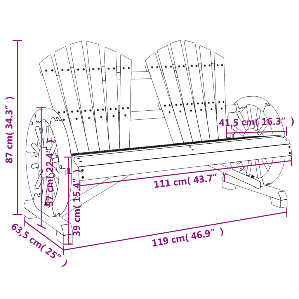 vidaXL Garden Adirondack Chair | Burnt look | Solid Fir Wood