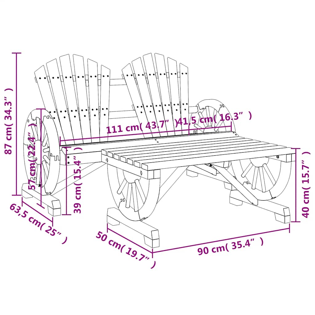 vidaXL Garden Lounge Set | Natural Wood | Solid Fir Wood | Medium | Durable