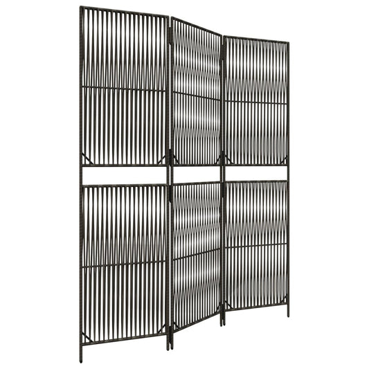 vidaXL Room Divider 3 Panels Grey Poly Rattan