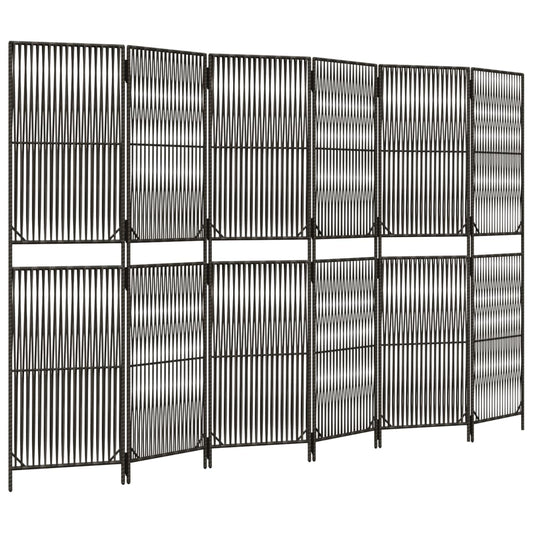 vidaXL Room Divider 6 Panels Grey Poly Rattan