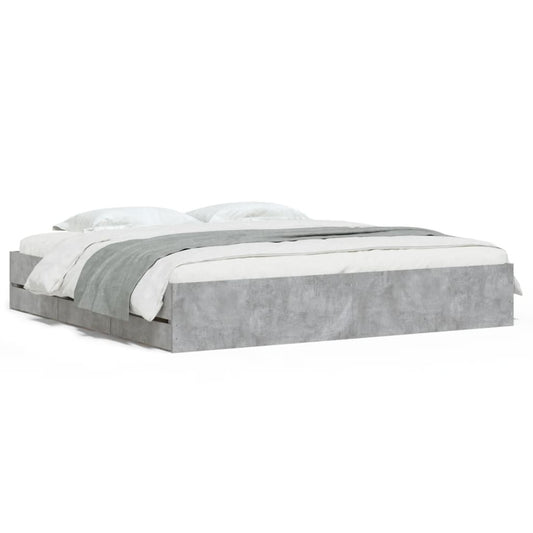 vidaXL Bed Frame with Drawers without Mattress Concrete Grey 160x200 cm