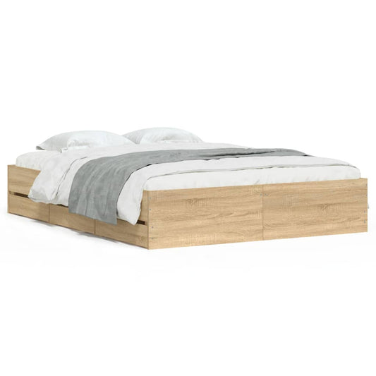 vidaXL Bed Frame with Drawers without Mattress Sonoma Oak 150x200 cm