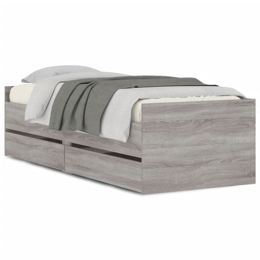 vidaXL Bed Frame | Grey Sonoma | Engineered wood | 90x200 cm | Bed Frame