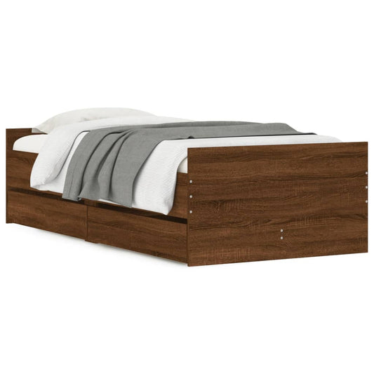 vidaXL Bed Frame | Brown oak | Engineered wood | Single | Bed Frame