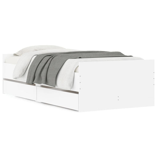 vidaXL Bed Frame with Drawers without Mattress White 90x200 cm