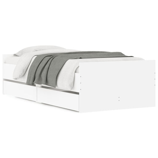 vidaXL Bed Frame | White | Engineered Wood | Single | Bed Frame | Rectangular