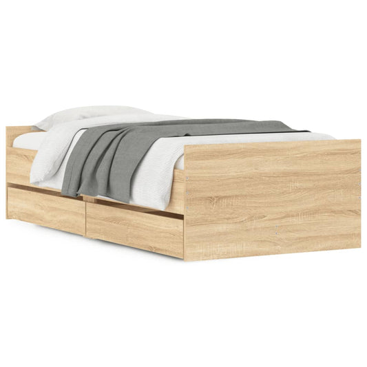 vidaXL Bed Frame without Mattress Sonoma Oak 75x190 cm Small Single Small Single