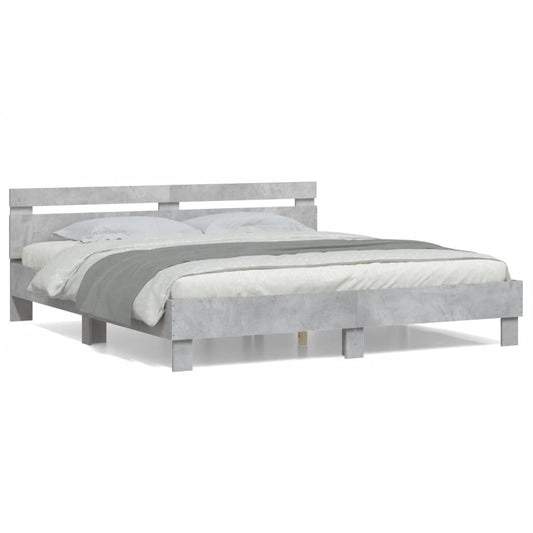vidaXL Bed Frame | Concrete Grey | Engineered Wood | Double | Modern | Bed Frame