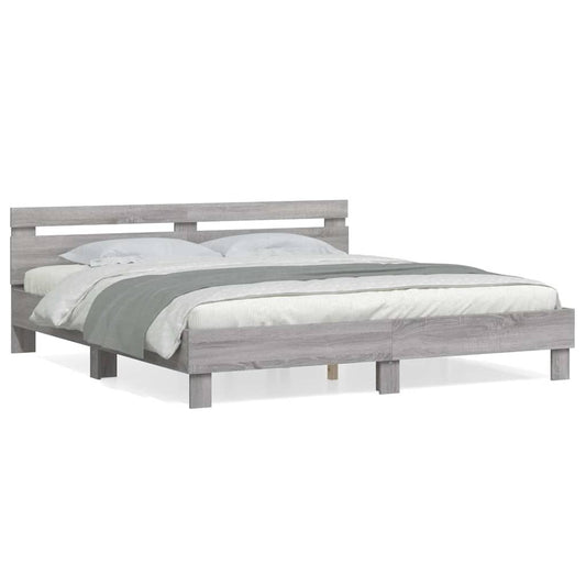 vidaXL Bed Frame without Mattress Grey Sonoma 200x200 cm