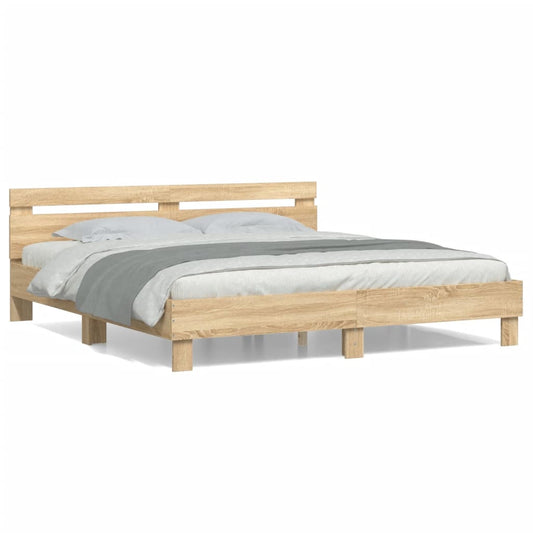vidaXL Bed Frame | Sonoma oak | Engineered wood, Plywood | Super King | Durable