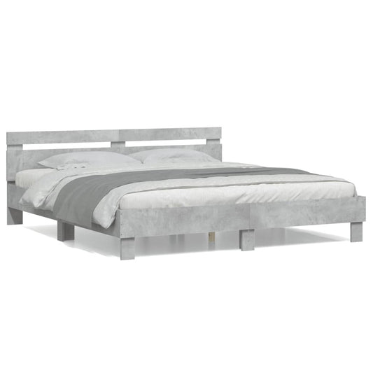 vidaXL Bed Frame | Concrete Grey | Engineered Wood, Plywood | Super King