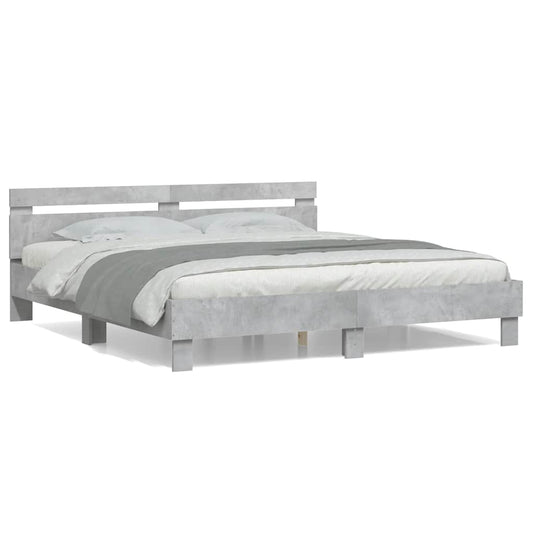 vidaXL Bed Frame without Mattress Concrete Grey 180x200 cm Super King