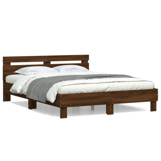 vidaXL Bed Frame without Mattress Brown Oak 150x200 cm King Size