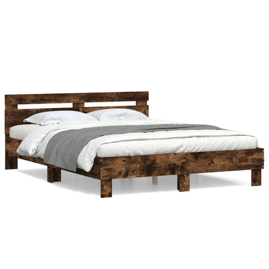 vidaXL Bed Frame | Smoked Oak | Engineered wood | Double | Modern | Bed Frame