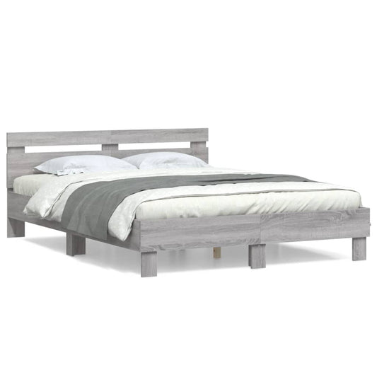 vidaXL Bed Frame | Grey Sonoma | Engineered wood | Double | Durable | Bed Frame