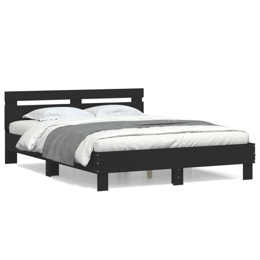 vidaXL Bed Frame | Black | Engineered wood | Double | Modern | Bed Frame
