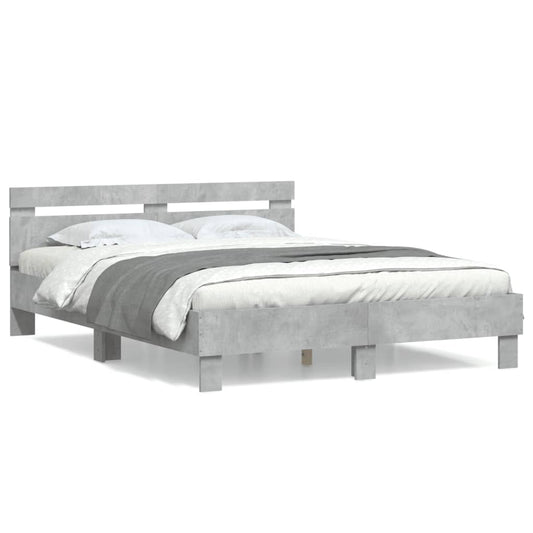 vidaXL Bed Frame | Concrete grey | Engineered wood | Double | Durable