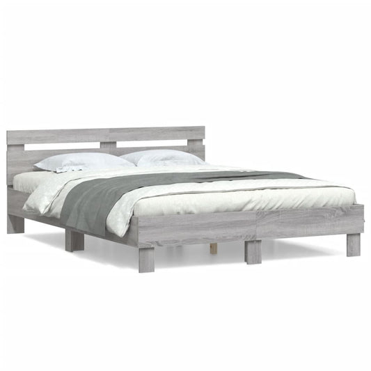 vidaXL Bed Frame | Grey Sonoma | Engineered wood | 140x190 cm | Durable