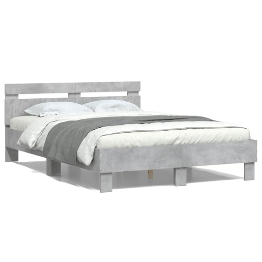 vidaXL Bed Frame without Mattress Concrete Grey 135x190 cm