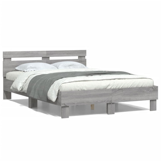 vidaXL Bed Frame without Mattress Grey Sonoma 135x190 cm