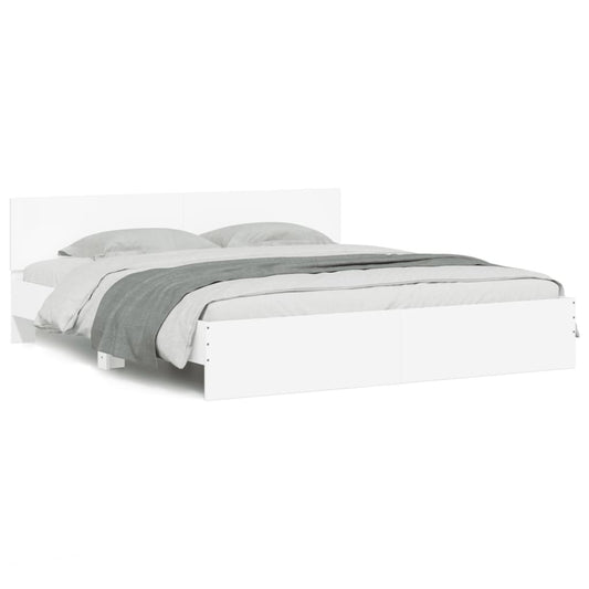 vidaXL Bed Frame | White | Engineered wood, Plywood | Double Bed | Durable