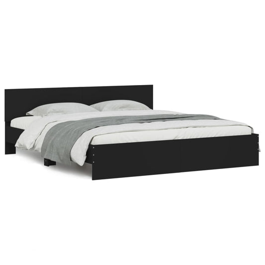 vidaXL Bed Frame | Black | Engineered wood and plywood | 200x200 cm | Modern