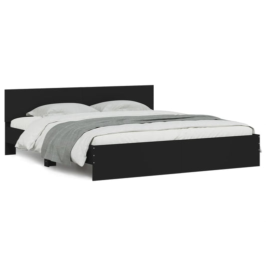 vidaXL Bed Frame | Black | Engineered wood, Plywood | Double | Durable