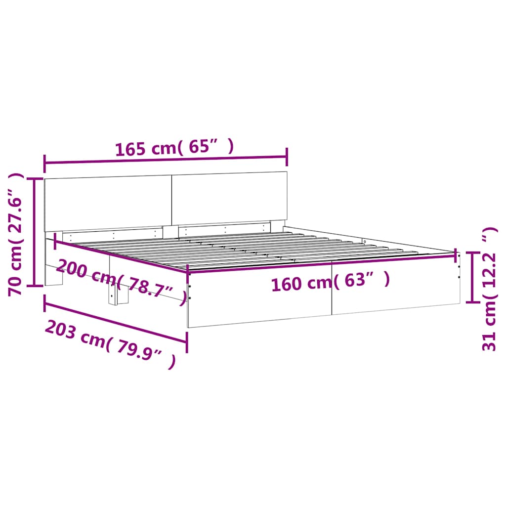 vidaXL Bed Frame without Mattress Black 160x200 cm