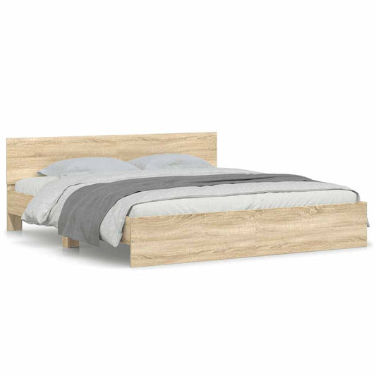 vidaXL Bed Frame | Sonoma oak | Engineered wood, Plywood | Double | Durable