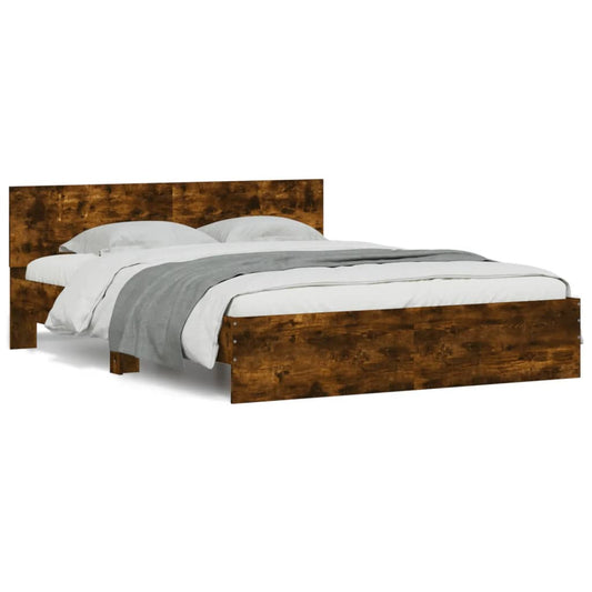 vidaXL Bed Frame without Mattress Smoked Oak 150x200 cm King Size