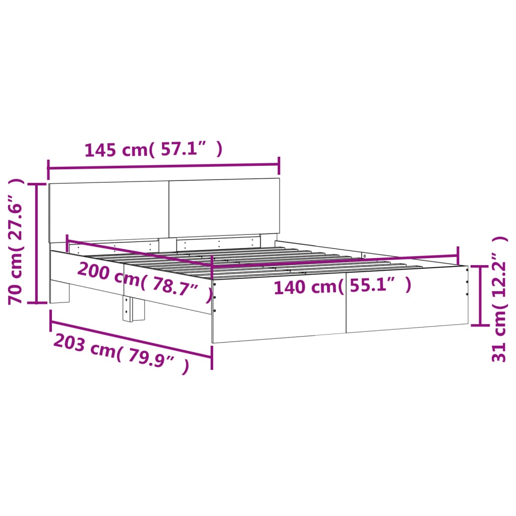 vidaXL Bed Frame without Mattress White 140x200 cm