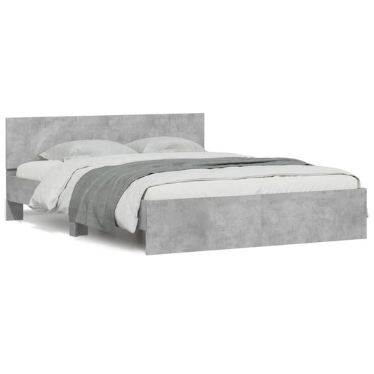 vidaXL Bed Frame | Concrete Grey | Engineered wood, Plywood | Double | Modern
