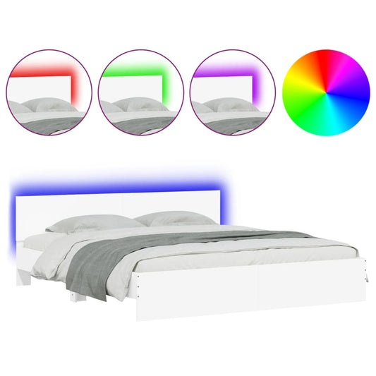 vidaXL Bed Frame | White | Engineered wood, Plywood | Super King | Bed Frame