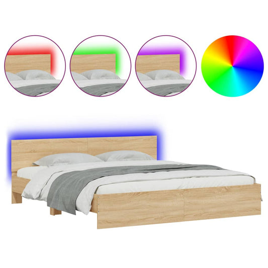 vidaXL Bed Frame | Sonoma oak | Engineered wood | Super King | Bed Frame