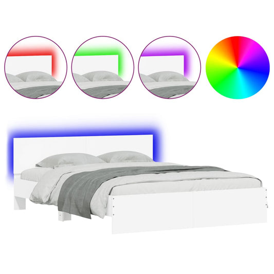 vidaXL Bed Frame | White | Engineered wood | Double | Bed Frame | Rectangular