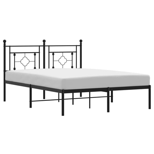 vidaXL Metal Bed Frame without Mattress with Headboard Black 140x190cm