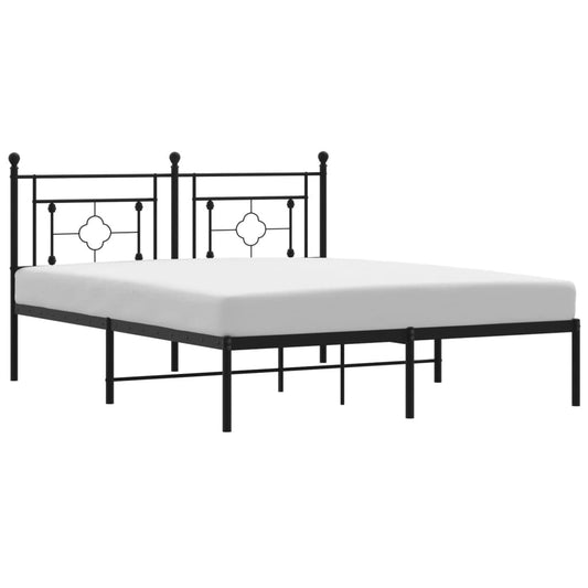 vidaXL Metal Bed Frame without Mattress with Headboard Black 160x200cm