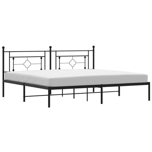 vidaXL Metal Bed Frame without Mattress with Headboard Black 200x200cm