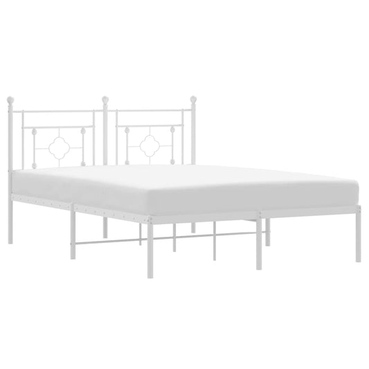vidaXL Metal Bed Frame without Mattress with Headboard White 140x190cm